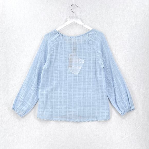 SKIN WORLDWIDE Textured Cotton Gauze Pajama Top Womens 2 Medium Light Blue NEW - Picture 5 of 16